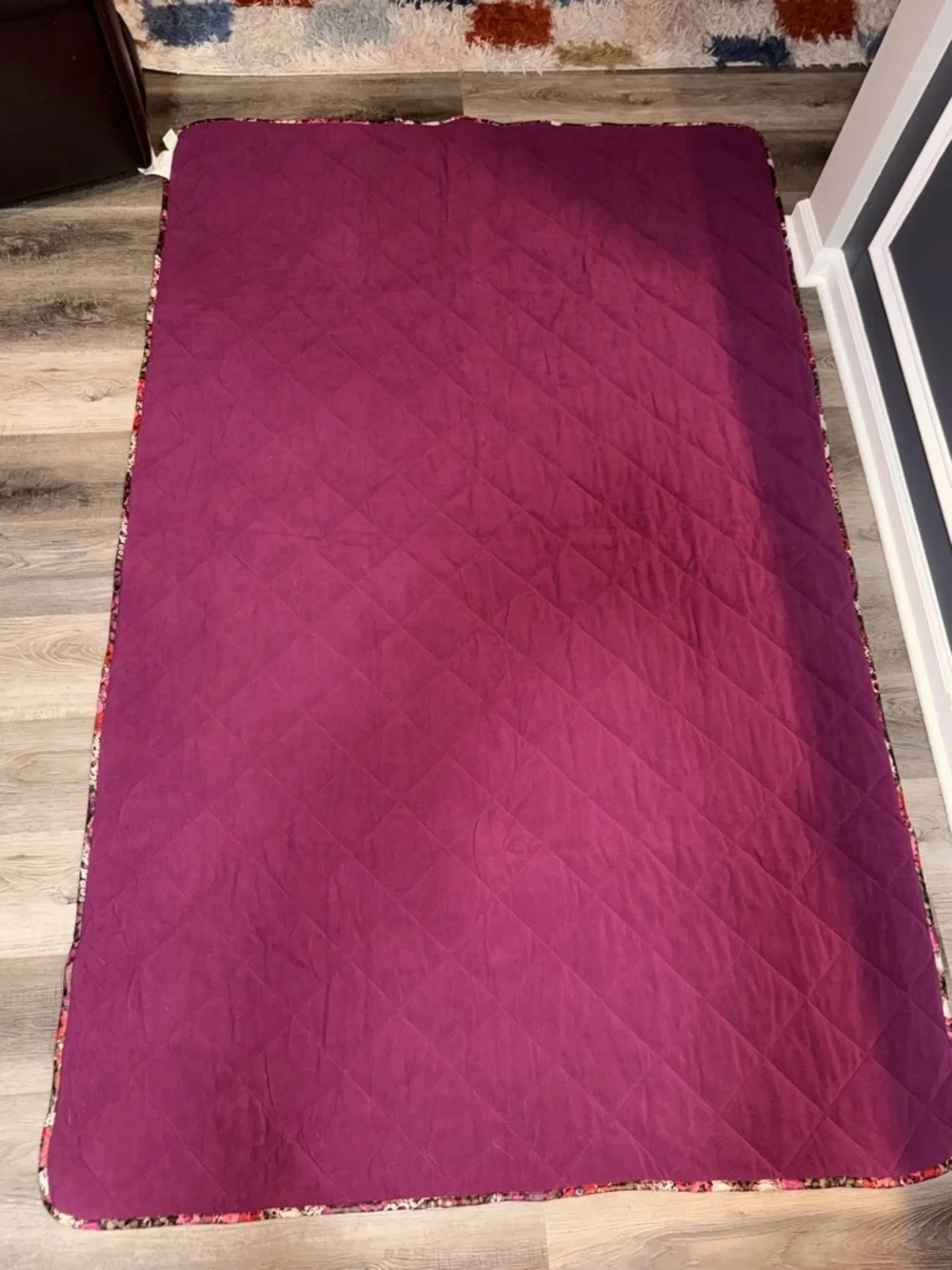 Vera Bradley Quilted Fleece Blanket Rosewood Waterproof Outdoor 50 x 80 in